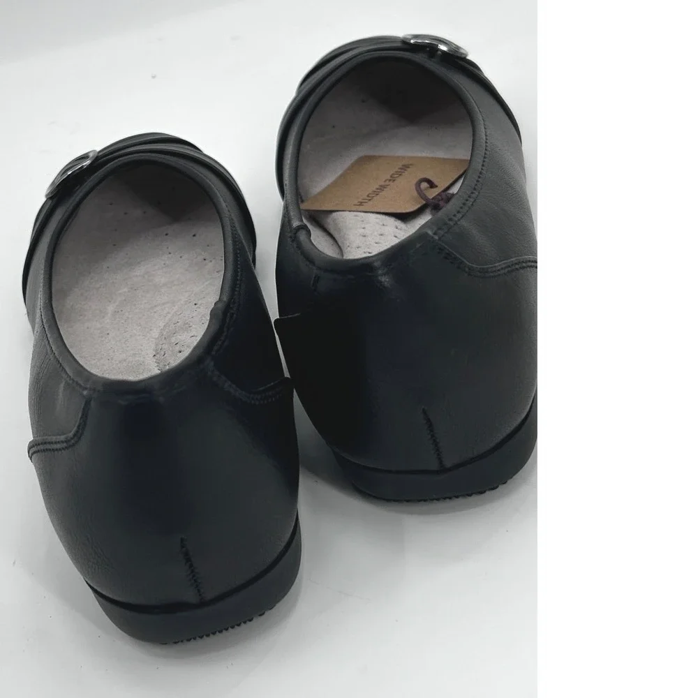 Cliffs White Mountain Calming Black Wide Width Buckle Ballet Flats Size 8.5W NWT